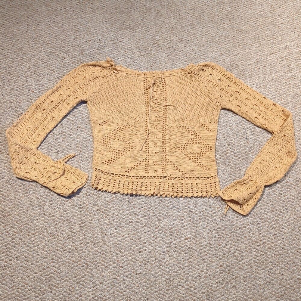 Y2K Crochet Open Knit Sweater Boho Festival Hippie Cottagecore Country